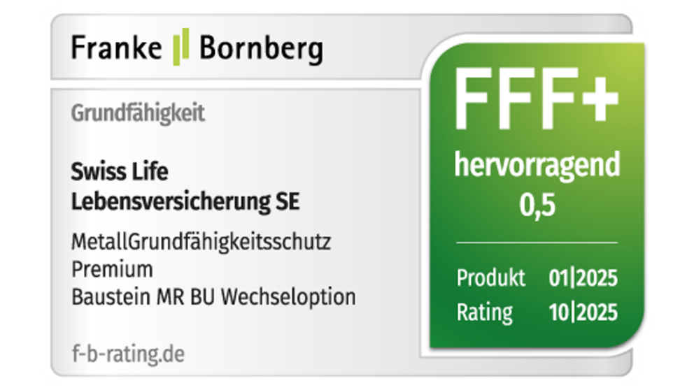 Franke und Bornberg | Rating Grundfähigkeit | MetallGrundfähigkeitsschutz Premium Baustein MR BU Wechseloption, Stand 10/2025
