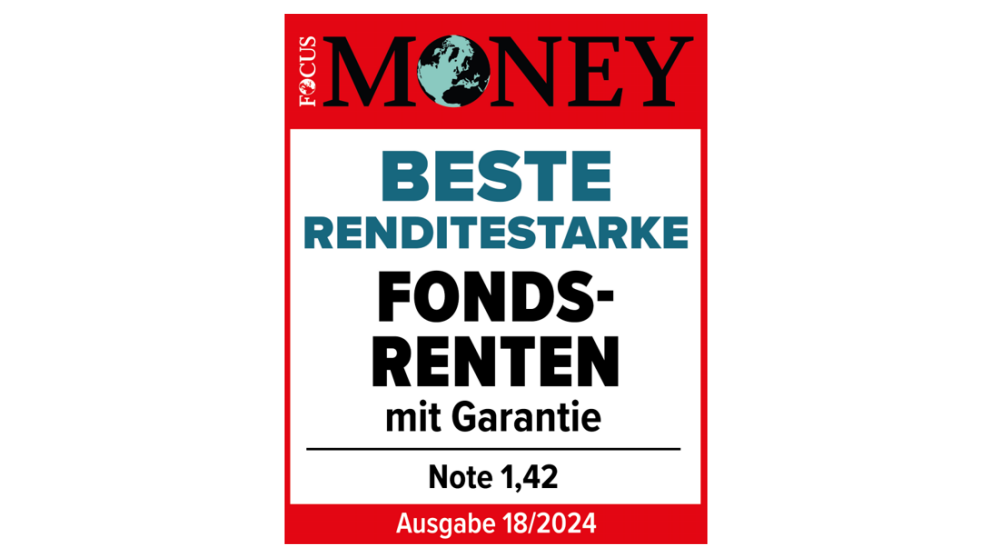 Focus Money | Swiss Life Maximo "Beste renditestarke Fondsrenten mit Garantie" (Note 1,39) | Ausgabe 18/2023