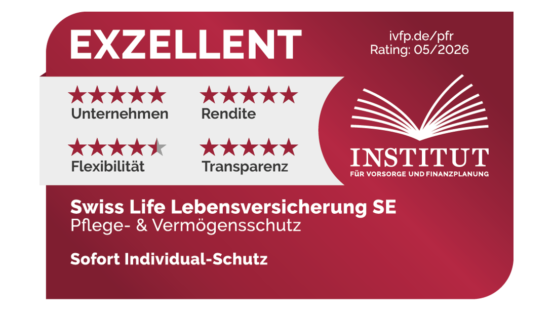 Auszeichnung von IVFP mit der Benotung Exzellent für Pflege- und Vermögensschutz