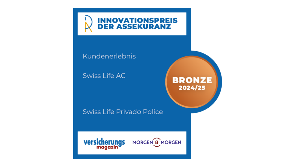 Innovationspreis der Assekuranz 2024/25 mit der Benotung Bronze für Swiss Life Privado Police in der Kategorie „Kundenerlebnis“