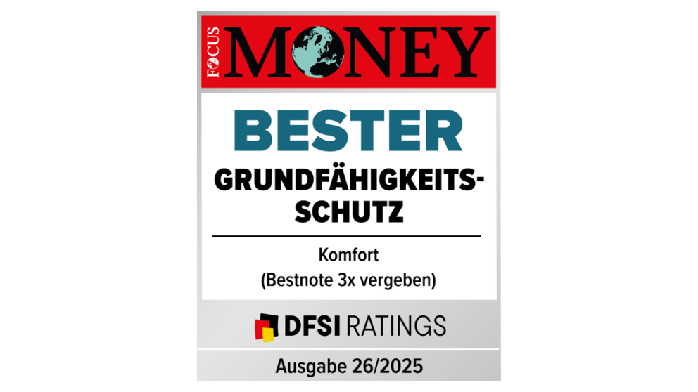 Focus Money | Ausgabe 26/2025 “Bester Grundfähigkeitsschutz“ (Bestnote 3x vergeben) Kategorie Komfort-Tarife | Swiss Life Vitalschutz