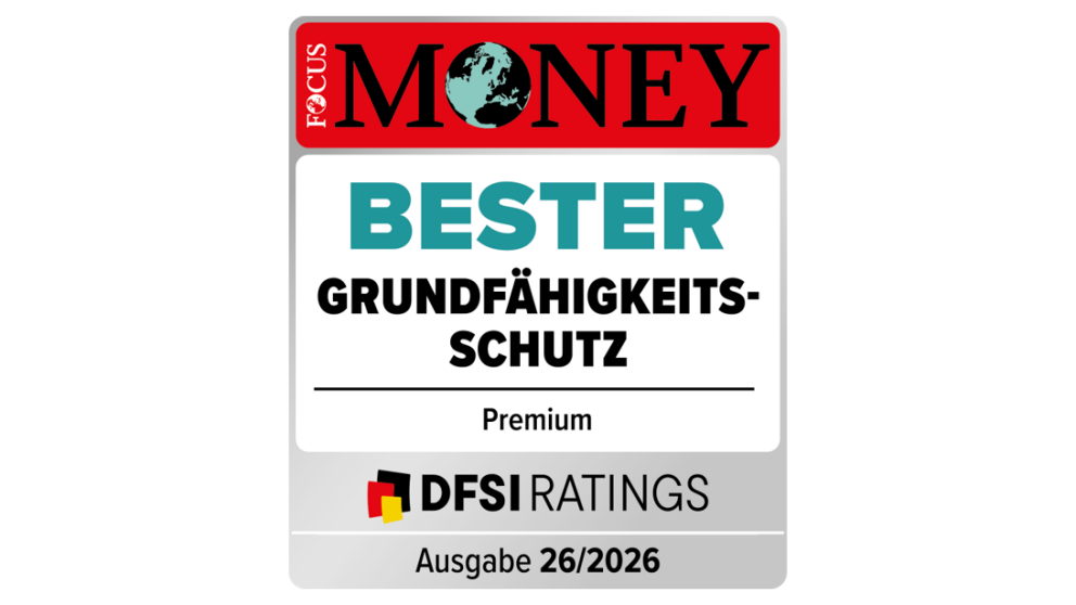 In der Focus Money Ausgabe 26/2026 erhält der Swiss Life Vitalschutz in der Kategorie „Premium“ die Bewertung „Bester Grundfähigkeitsschutz“.