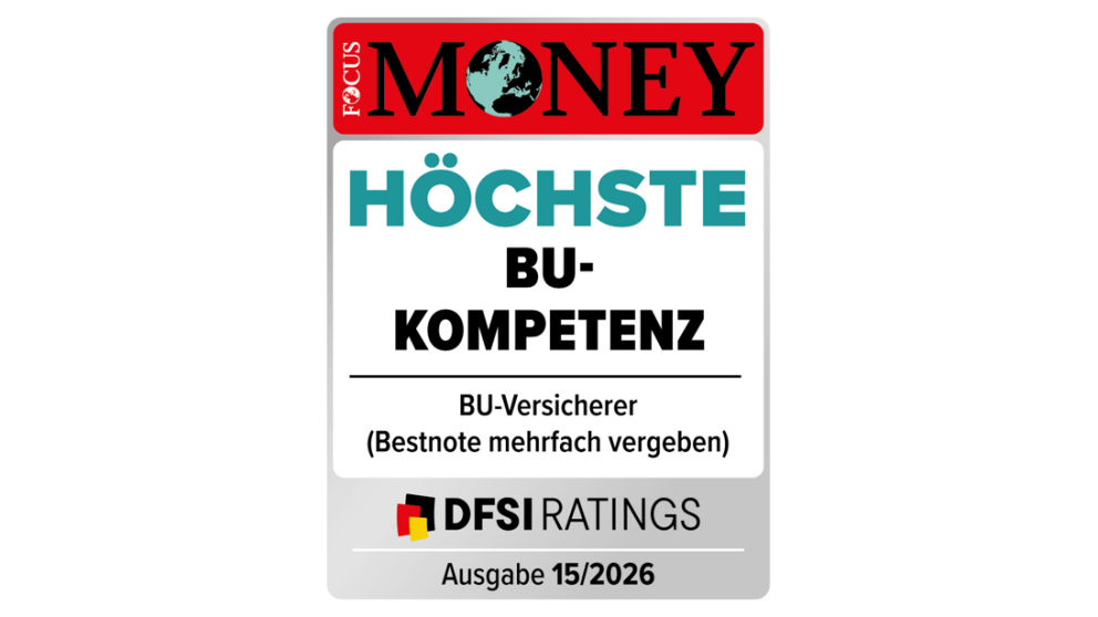 Focus Money | In der Ausgabe 15/2026 attestiert Focus Money Swiss Life die „Höchste BU-Kompetenz“ (Bestnote mehrfach vergeben).