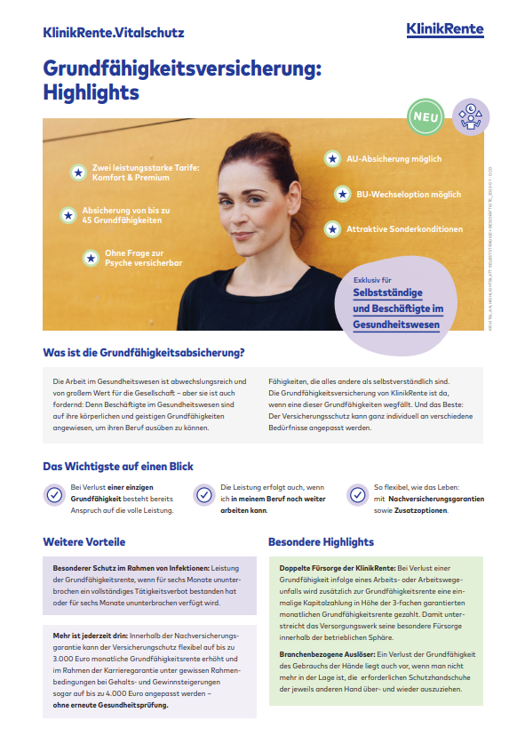 Download-Link zum Klinik Rente Vitalschutz Highlightblatt