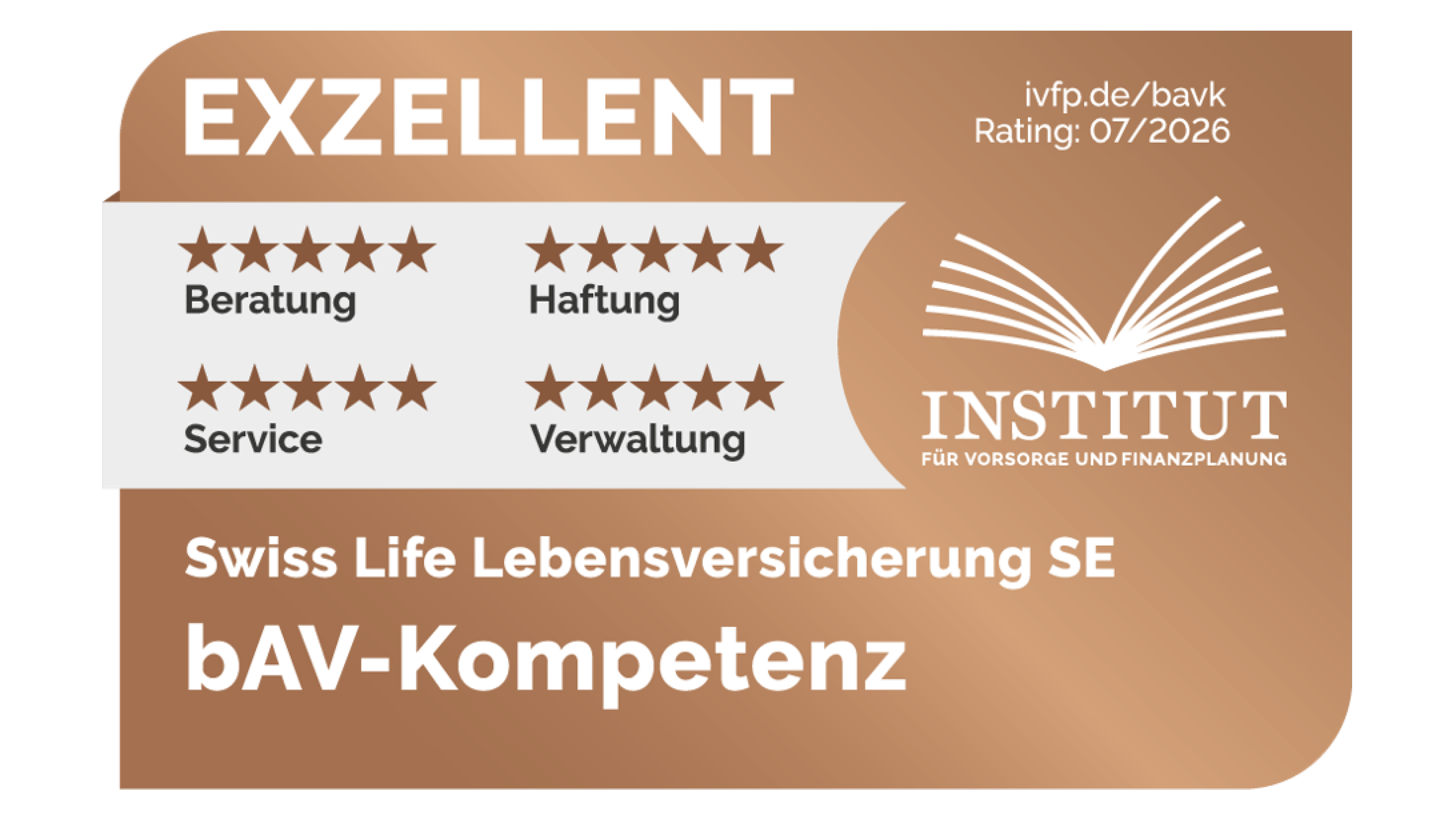 Auszeichnung von IVFP mit der Benotung Exzellent für bAV-Kompetenz