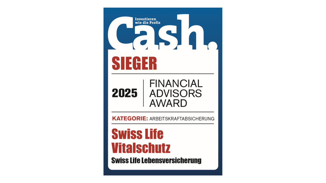 Cash. Financial Advisors Award 2025 | Swiss Life Vitalschutz