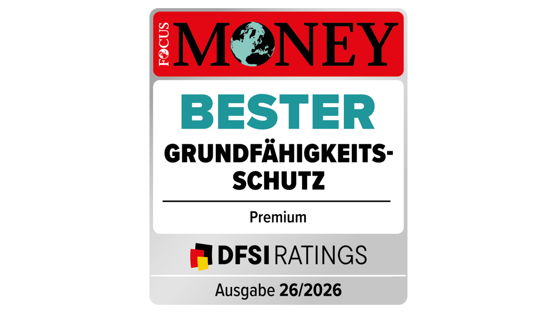 In der Focus Money Ausgabe 26/2026 erhält der Swiss Life Vitalschutz in der Kategorie „Premium“ die Bewertung „Bester Grundfähigkeitsschutz“.