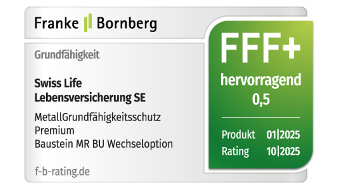 Franke und Bornberg | Rating Grundfähigkeit | MetallGrundfähigkeitsschutz Premium Baustein MR BU Wechseloption, Stand 10/2025