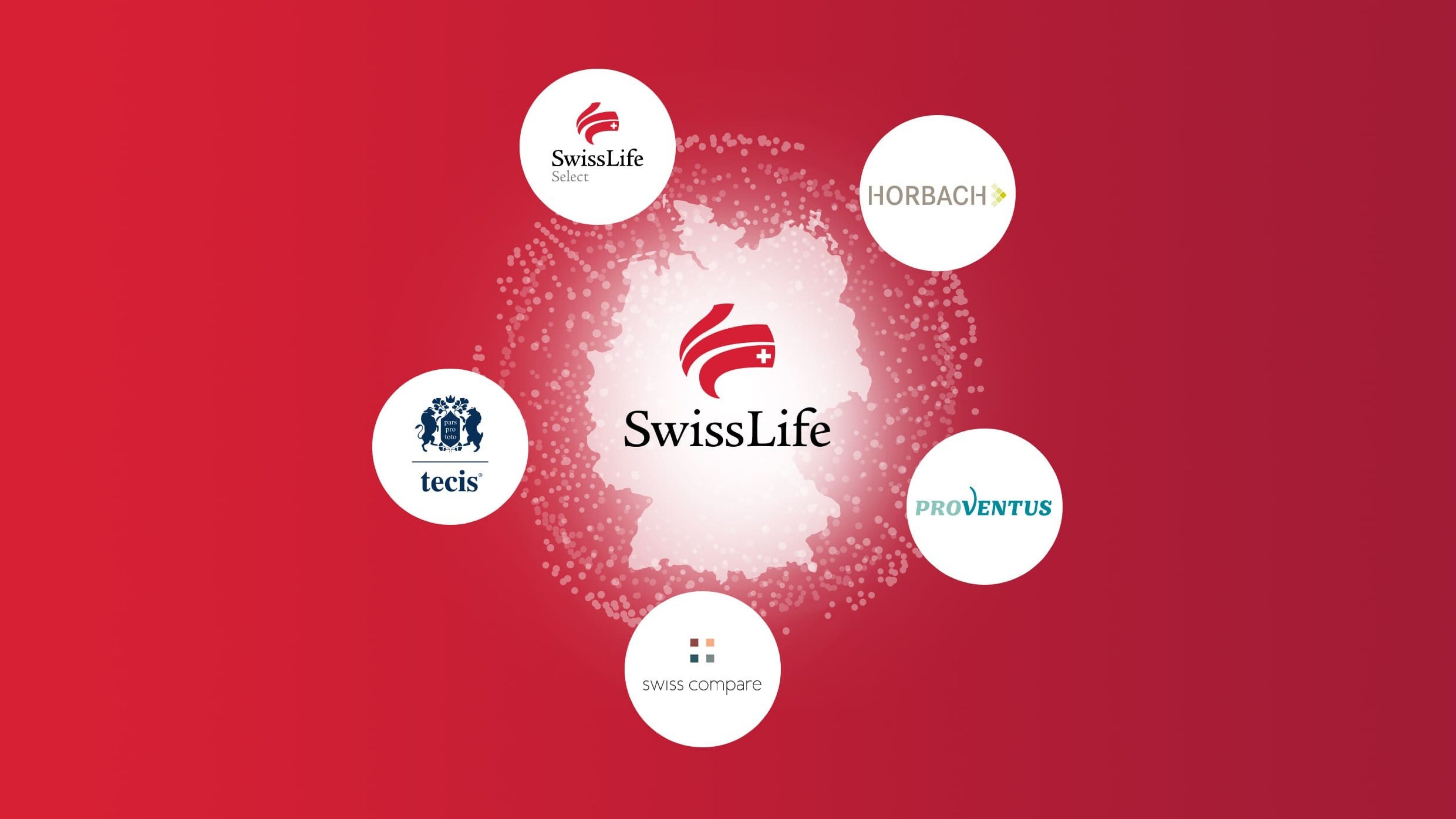 Weitere Marken von Swiss Life Deutschland sind tecis, HORBACH; Proventus, Swiss Life Select und swiss compare